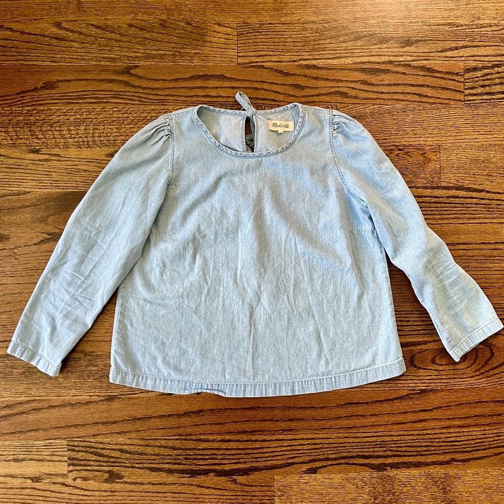 Madewell Denim Puff-Sleeve Swing Shirt | Size M